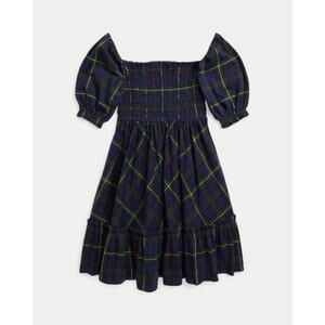 Ralph Lauren - Plaid Smocked Cotton Jersey Dress - Large (12/14)